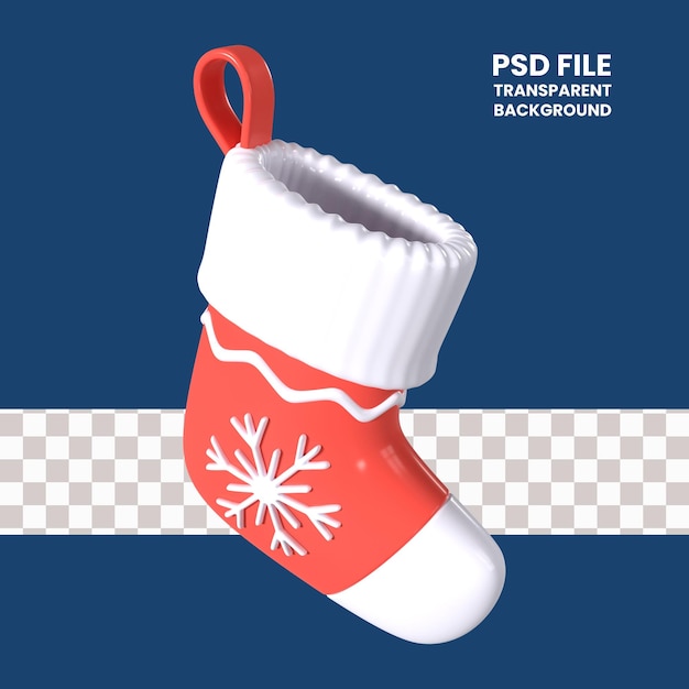 PSD icon met 3d-illustratie van kerstkousen