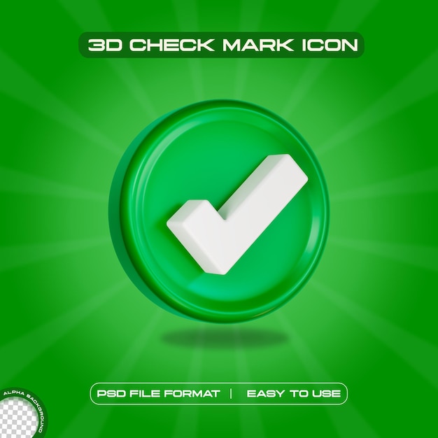 Icon met groene markering 3d Render illustratie