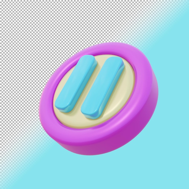 icon pause button in 3d render