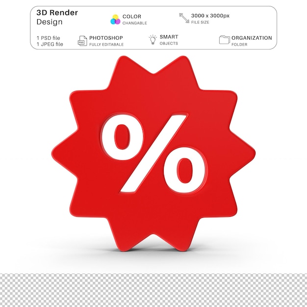 PSD icon percentage badge 3d modeling psd-bestand realistische zwarte vrijdag