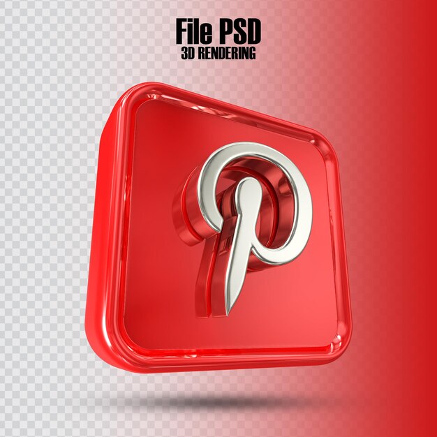 PSD Значок pinterest 3d-рендеринг