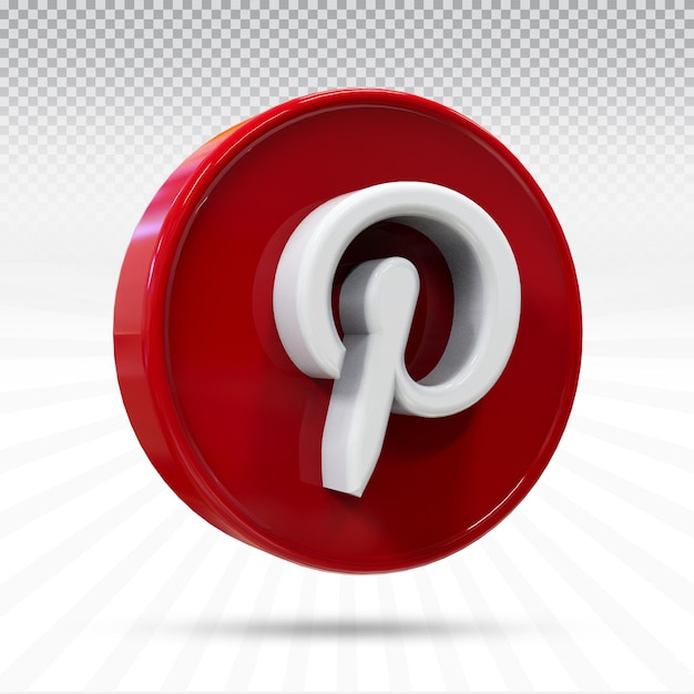 PSD Значок pinterest 3d иконки социальных сетей, логотипы в современном стиле