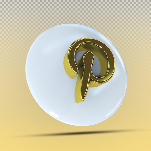 PSD 아이콘 pinterest 소셜 미디어 로고 현대적인 스타일 컬러 골드