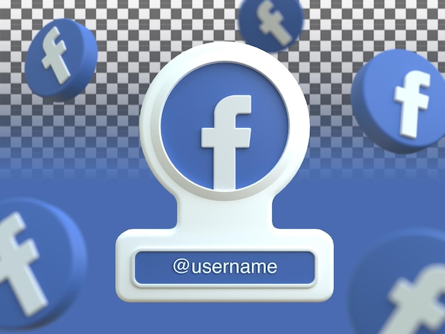 PSD icon profile on facebook 3d render composition isolated with editable text