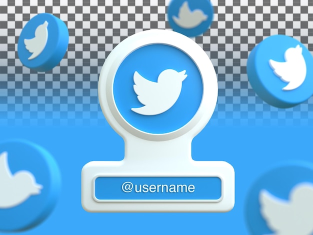 Icon profile on Twitter 3d render composition isolated with editable text