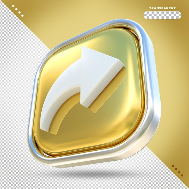 icon share gold 3D facebook