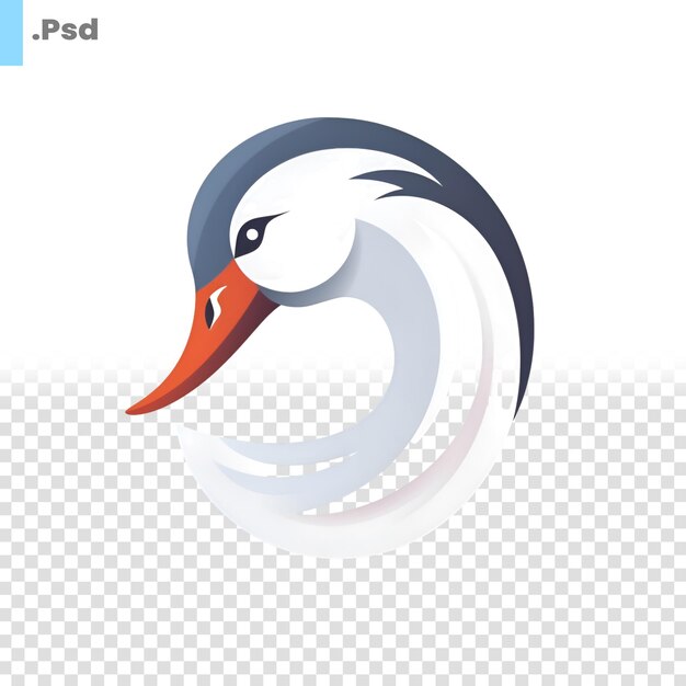PSD icon swan vectorillustratie in platte stijl geïsoleerd op witte achtergrond psd-sjabloon