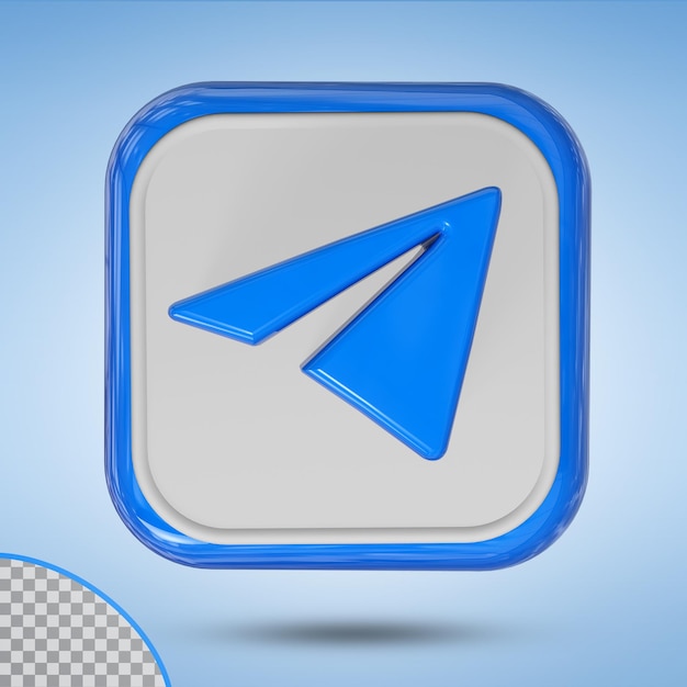 Icona telegram quadrato in stile 3d