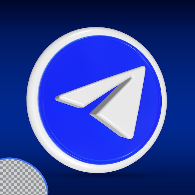 icon telegram modern style color blue of circle 3D