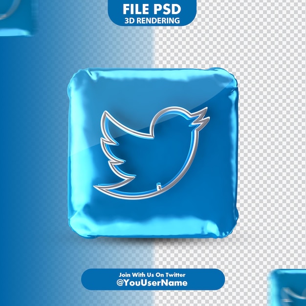 PSD Значок twitter 3d-рендеринга