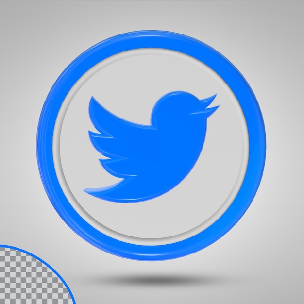 icon twitter 3D style color square