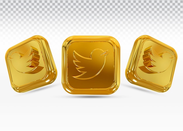 PSD icon twitter gold social media logos in modern style