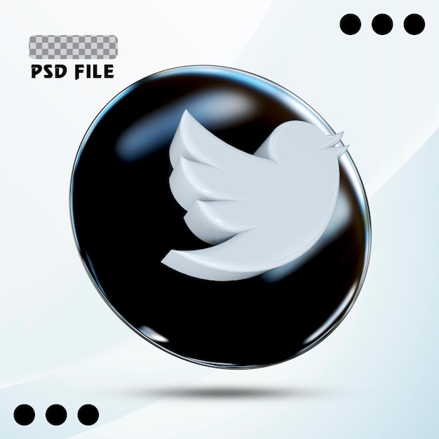 PSD icona twitter social media logo in stile moderno colore nero