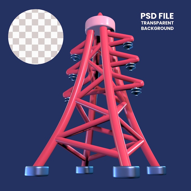 Icon van de 3D-illustratie van de hoogspanningscentrale