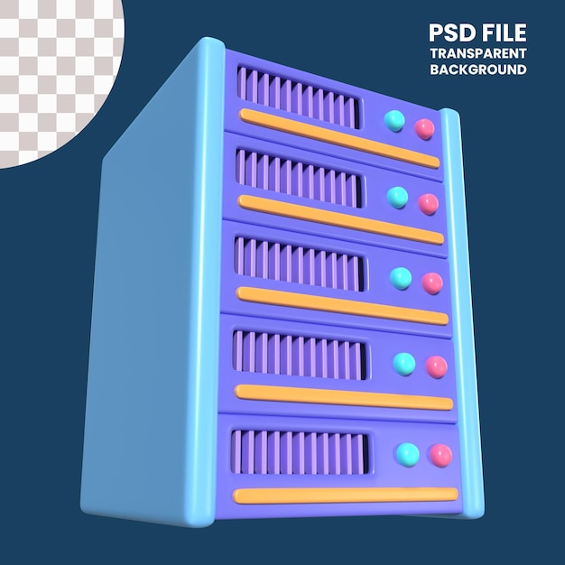 PSD icon van de 3d-illustratie van de server