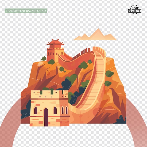 Icon van de Grote Muur van China Eenvoudige Grote Mur van China gekleurde platte icoon op geïsoleerde witte achtergrond