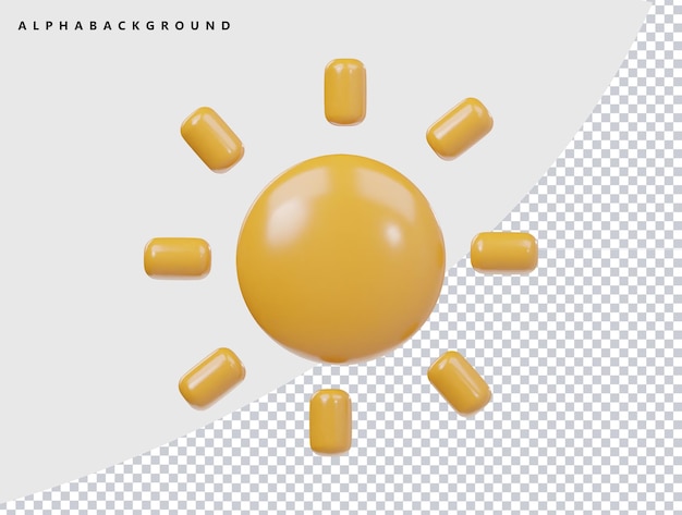 Icon van de zon 3d-rendering illustratie