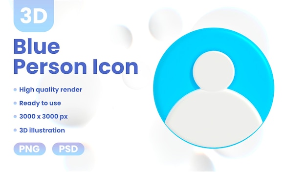 PSD icon van een blauwe 3d-persoon