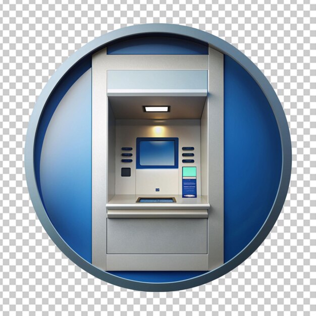 PSD icon van een geïsoleerde atm-booth