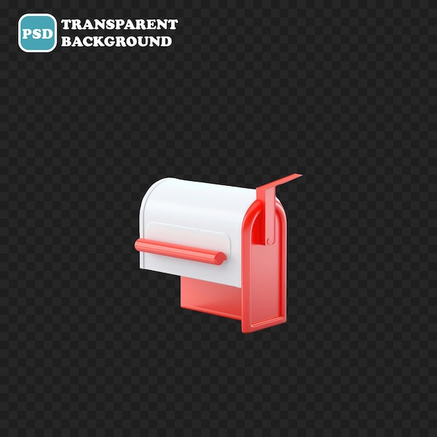 PSD icon van een postbus geïsoleerd 3d-rendering illustratie