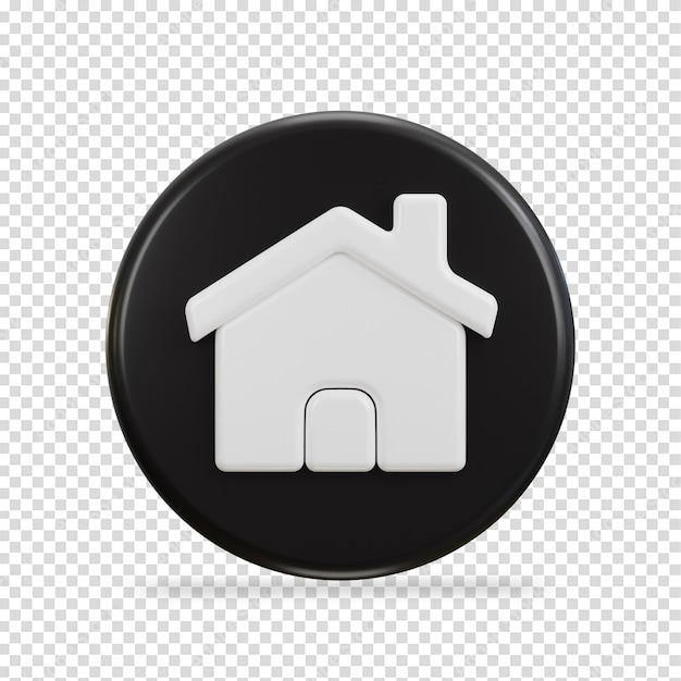 PSD icon van het huis met cirkel zwarte knop web icon vector illustratie