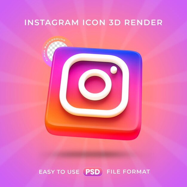 PSD icon van het instagram-logo geïsoleerd 3d-renderingsillustratie