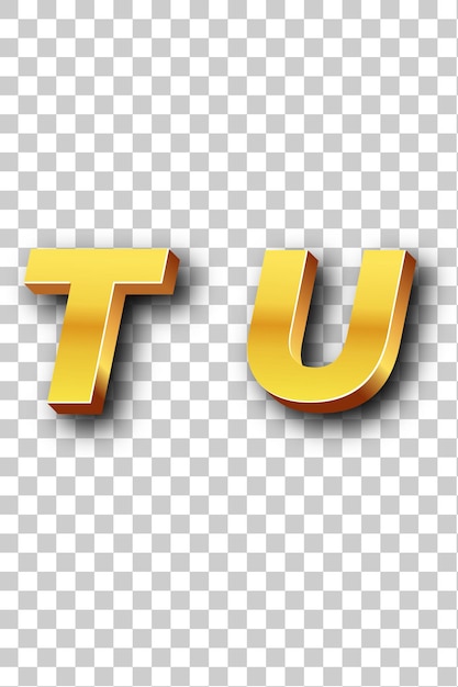 PSD icon van het tu-logo in goud met geïsoleerde witte achtergrond doorzichtig
