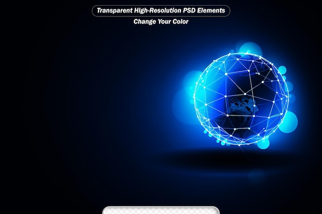 PSD icon van het wereldwijde netwerk blauwe illustratie zwarte achtergrond