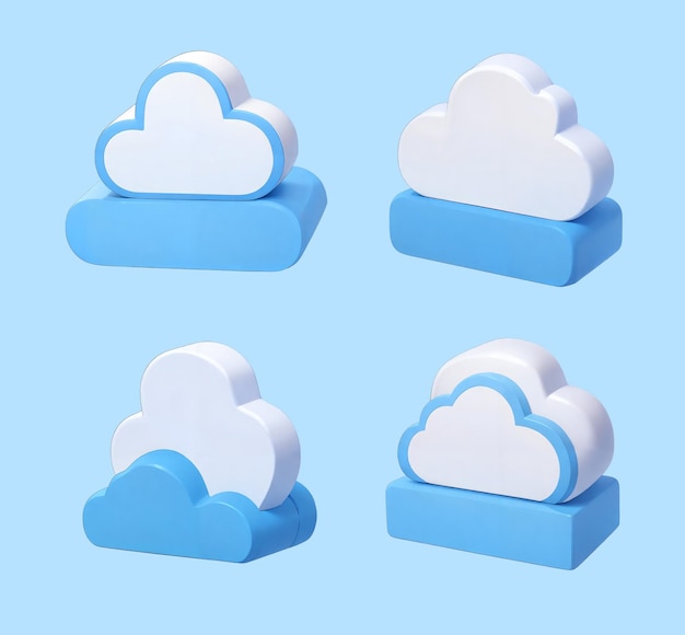 PSD icon voor 3d-hosting in de cloud