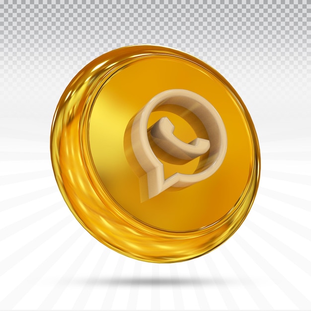 icon whatsapp 3d social media icons logos in modern style color gold