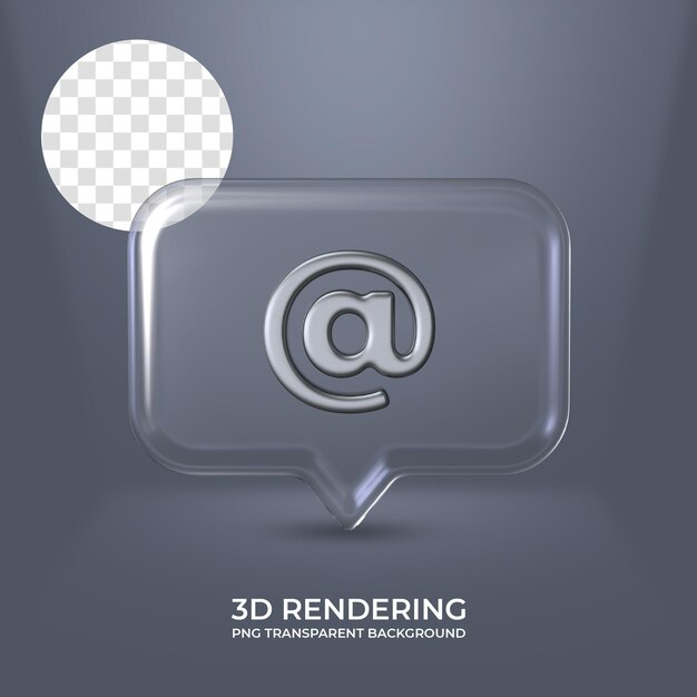 PSD a icona con cornice in vetro rendering 3d