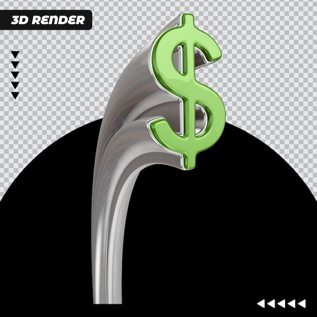Иконка с символом денег в реалистичном 3d рендеринге