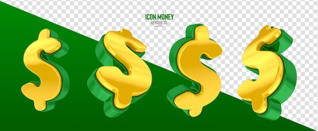 Icon with money symbol in realistic 3d render