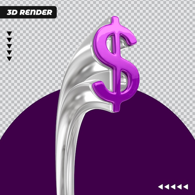 PSD icon with money symbol in realistic 3d render