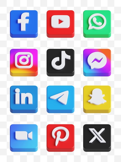 PSD iconen van sociale media 3d