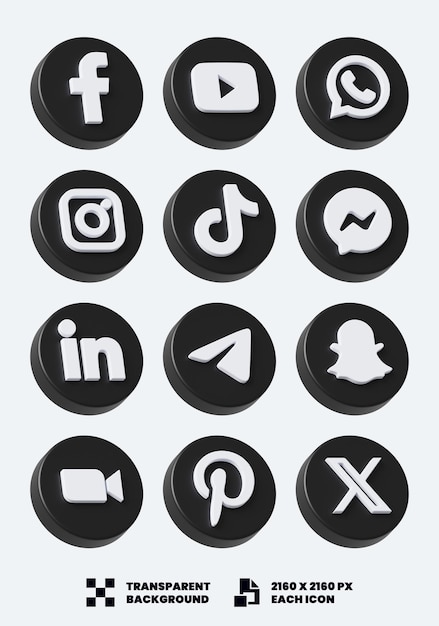 PSD iconen van sociale media 3d