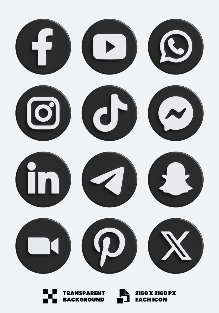 Iconen van sociale media 3D