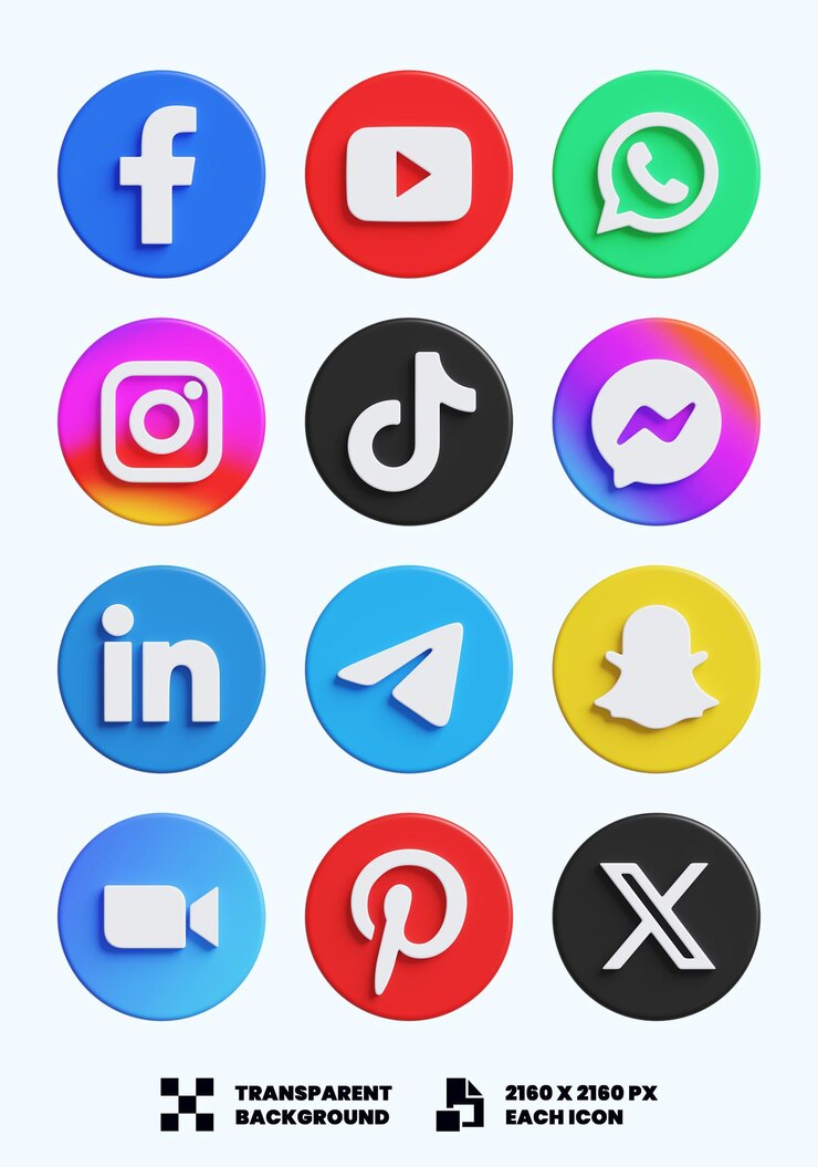 Iconen van sociale media 3D