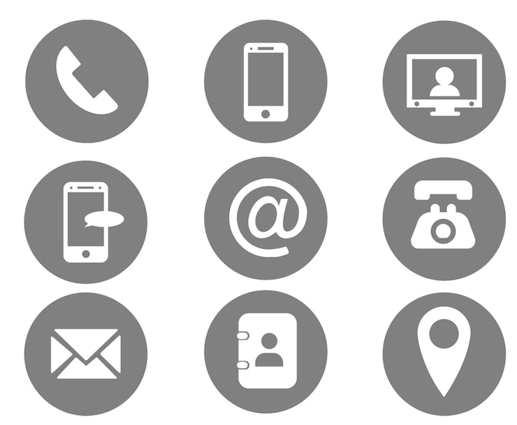 PSD iconen voor communicatie en informatie