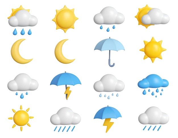Iconen voor weersvoorspelling ingesteld