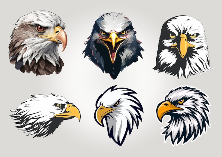 PSD iconenverzameling vector van adelaarshoofd