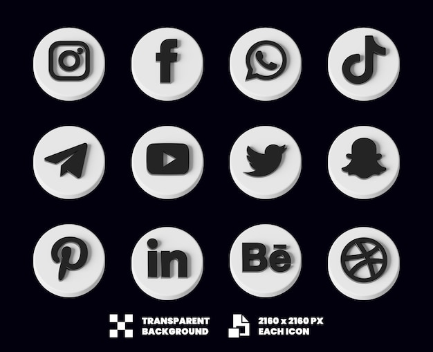 Iconenverzameling voor sociale media 3d