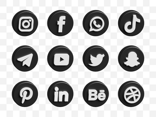 PSD iconenverzameling voor sociale media 3d