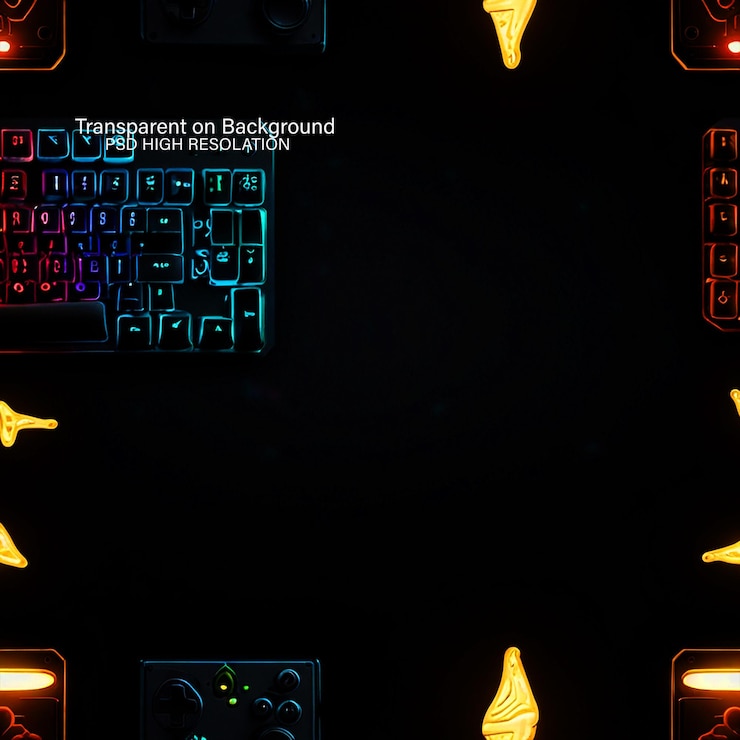PSD iconic game controller through the ages on transparent background