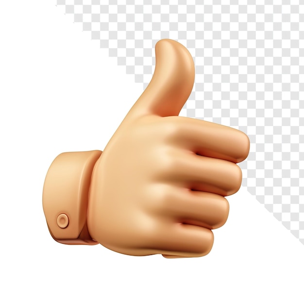 Iconic thumbs up gesture isolated on transparent background