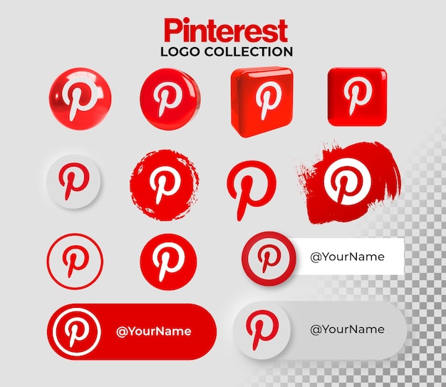 Icooncollectie met pinterest-logo op transparante achtergrond