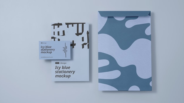 PSD icy blue paper stationery mock-up design