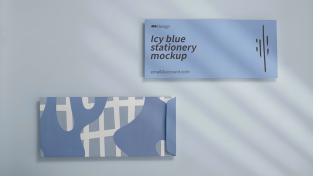 Icy blue paper stationery mock-up design