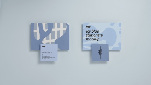 Icy blue paper stationery mock-up design