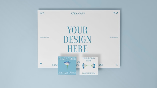 Mockup di cancelleria blu ghiaccio